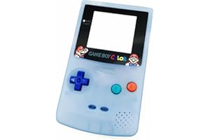 SUNVALLEY Carcasa Carcasa Carcasa de repuesto de color azul luminoso, para consola portátil For Nintendo Game Boy Color GBC, Portector de pantalla de luces nocturnas / Botones / Tornillos / Pegatina