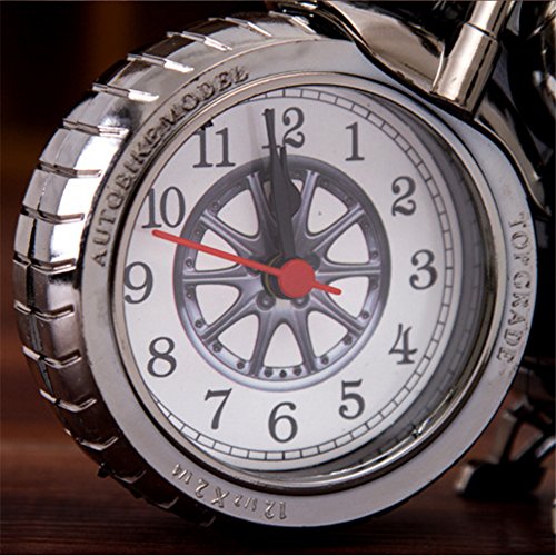 OFT Vintage Motorrad Alarm Clock Wecker Motorcycle Tischuhr Quartzuhr Standuhr (Oddiyana+gold) - 7