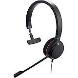 Jabra Evolve 20 Mono Headset – Microsoft Certified Headphones for VoIP Softphone with Passive Noise Cancellation – USB-Cable 