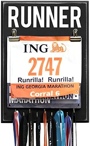 RunRilla Medal and Bib Display Runner, Black, 9 Hooks