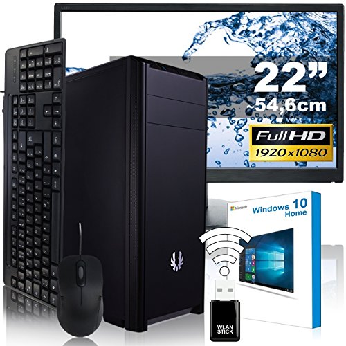 AGANDO Silent Allround & Business PC-Komplettpaket | Intel Core i5 7500 4x 3.4GHz | Turbo 3.8GHz | Intel HD Grafik 1.7GB | 8GB RAM | 1000GB HDD | DVD-RW | USB3.1 | 55cm (22") TFT | Tastatur | Maus | WLAN | Windows 10 | 36 Monate Garantie | Computer für Multimedia, Gaming, Büro/Office