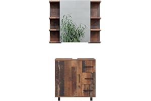 Vicco Set di mobili da bagno Ilias, Rovere rustico, 2 parti