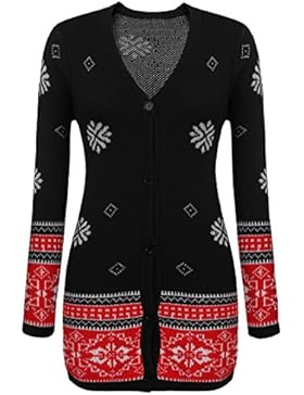 Parabler Damen Weihnachtspullover Strickpullover Christmas Sweater Sweatshirt Norweger Pullover mit Schneeflocken