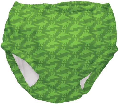 i play Mix n Match Ultimate Snap Swim Nappy for Girls (2-3 Years, Toddler, Olive Prehistoric Geo Dino)