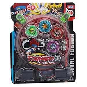 DIPDEY Metal Fusion for Kids,Boys,Girls Spinning Beyblade Toy Plastic Compatible Special Combo Set 4D 3D with Beautiful Design Fury Battle Indoor & Outdoor Game 2+ Years (Multi Color) (ROUND BEYBLADE)