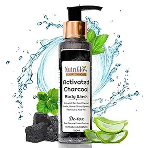 NUTRIGLOW Luxury Skincare Activated Charcoal Body Wash with Charcoal powder (100 ml)