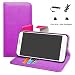 Produktbild LFDZ Archos 55 Helium Hülle, [Standfunktion] [Kartenfächern] PU-Leder Schutzhülle Brieftasche Handyhülle für Archos 55 Helium / 55 Helium Ultra Smartphone (mit 4in1 Geschenk Verpackt),Violett