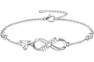 TUSUZIK Damska bransoletka Nieskończoność Bransoletka serce dla kobiet w 925 Sterling Silver Dzień matki Prezent Mama Prezent urodzinowy Biżuteria damska