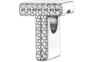 BEEUVIP A-Z 26 Abalorios Charms Colgantes de Alfabeto Cuentas Plata de Ley 925 con Circonita cúbica Transparente Compatible con Pulsera Pandora & Europeo, Charms de Letra para Mujer Niña