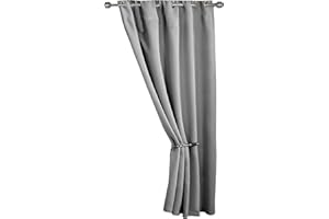 Emma Barclay – Ring Top Blackout Door Curtain for Bedroom Living Room Thermal Insulated Woven Eyelet Blackout Single Curtain Cali Collection (46” x 84” Inch)(Gray)