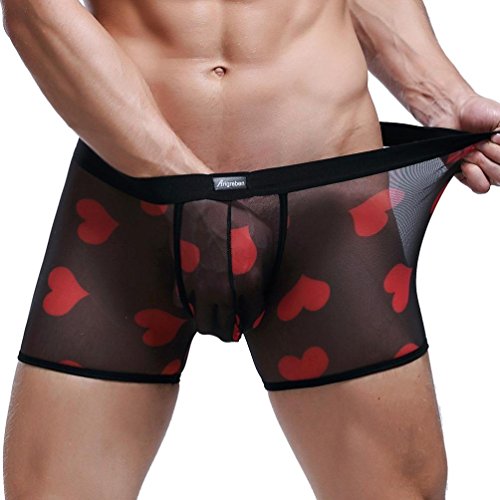 Sansee Mens Fashion Breathable Net Garn Flat Sexy Unterwäsche (XXL, Schwarz)