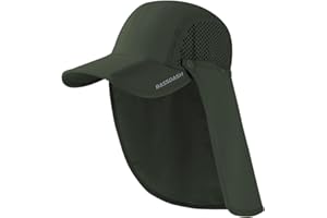 Bassdash UPF 50+ Foldable Fishing Hat Baseball Cap with Removable Neck Flap Portable for Men Women Golf Hiking
