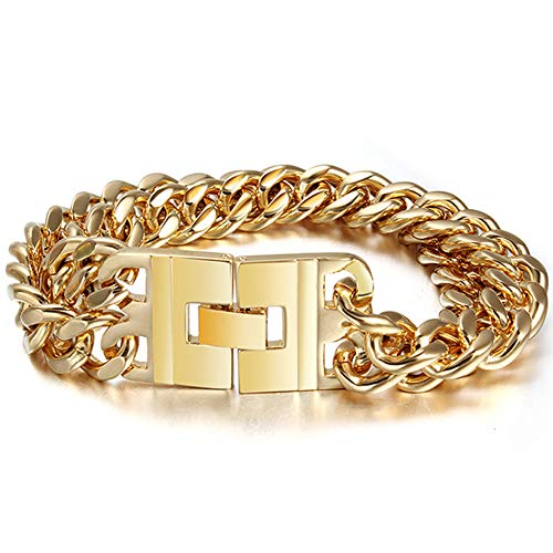 Preisvergleich Produktbild SG Herrenarmband aus Titanstahl, hochglanzpoliertes, zweireihiges Denim-Kettenarmband, Herrenarmband aus Gold im europäischen und amerikanischen Stil