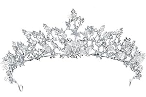 TITIVATE Tiara Crystal Crown Wedding Tiara Bridal Tiara Crystal Rhinestone Tiara Crown Princess Tiara, Crystal, Rhinestone, Alloy,