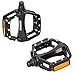 Produktbild TOMOUNT Fahrradpedale, Pedale MTB Pedale mit große Fläche 9/16" aus legiertem Aluminium+ Reflektoren+ Anti-Rutsch- Spikes für MTB, Trekkingrad, Stadtrad, Rennrad Stadtrad usw. Schwarz (1 Paar)