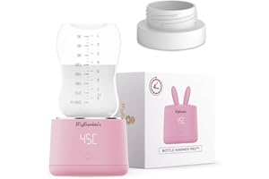 MYBAMBINI'S MyBambini’s PRO™ scaldabiberon portatile senza fili, scaldabiberon da viaggio, scalda latte elettrico portatile, scaldabiberon usb, compatibile con NUK NATURE SENSE (COLLO LARGO) (rosa)
