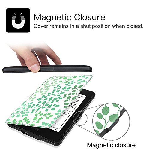 Fintie Kindle Paperwhite Hülle – Die dünnste und leichteste Smartshell Case Schutzhülle Tasche mit auto Sleep / Wake für den neuen Kindle Paperwhite 2016 (mit 300 ppi-Display, 6 Zoll, und integrierter Beleuchtung) und alle Modelle von 2012, 2013, 2014, 2015, Grüne Blätter - 8