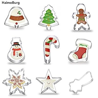 HaimoBurg Lot de 9 Noël Emporte-pièces en Acier Inoxydable pour Décoration de Gâteau Fondant Biscuit Cookie Pâtisserie
