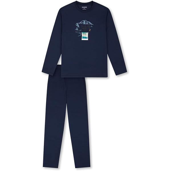 Schiesser Pyjama Long Garçon En Coton Biologique - Ensemble Confortable Et Doux Avec Imprimé Intemporel