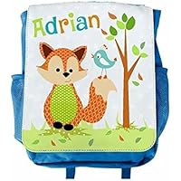 Kinder-Rucksack, mit Name, Kita, Kindergarten, Jungen, Mädchen, Fuchs, blau, personalisiert, bedruckt