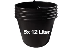 ‎HOSSI'S WHOLESALE Hossi's Wholesale 5X Baueimer 12l aus Kunststoff, stabile Maurerkübel, Mörtelkübel für Baustelle und Garten