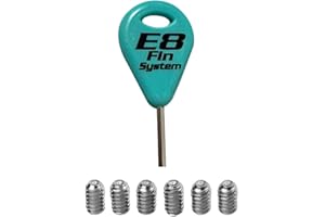 E8 FIN SYSTEM - Confezione da 1 Chiave per Pinna da Surf e 6 Viti per Pinna in Acciaio Inox - Accessori per tavola da Surf - Chiavi di Ricambio per Chiglia - Tasto per Pinna da Surf
