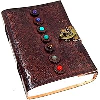 Urbankfabrik Handgefertigte geprägte Lederjournal 7 Steinjournal Skizzenbuch Handgemachtes Papier 7 x 10