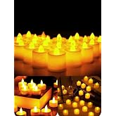 rkmstore Tealight LED Mum 24&rsquo;l&uuml; &ndash; Sarı Işıklı Dumansız Pilli Mum Seti (Piller Dahil)