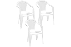 MAURY'S IL NUMERO UNO DEL RISPARMIO Progarden Silla de jardín de plástico Blanco con Respaldo de Efecto ratán