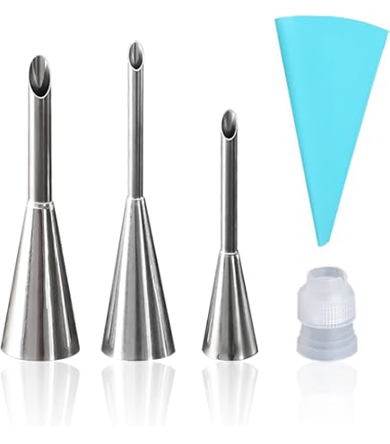 3-teiliges Spritztüllen Set Aus Edelstahl – Lange Düsen Für Kuchen, Creme & Cupcakes (5mm, 6mm, 8mm)