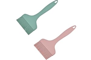 JINGEGECOME Extra Large Silicone Pastry Brush - Heat Resistant Extra Wide Basting Brush - Dishwasher Safe Oil Brush for Cooking, Baking, Grilling, and Spreading Oil, Butter, BBQ Sauce or Marinade (Pink,Green)