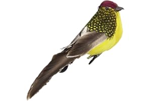 PETSOLA Oiseau à Plumes Artificielle Faux Spadger Oiseau - Jaune