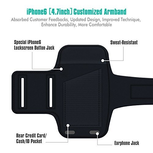 EOTW Brazalete Deportivo para iPhone Sumsang Huawei BQ  Negro Brazalete para 4 7pulgadas Universal 