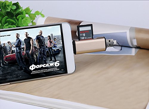 Neoteck USB Type C Kartenleser 3 in 1 Speicherkartenleser USB + Type C + Micro USB TF SD Kartenleser mit OTG für Macbook Windows Computer Google Tablet Android Handy – Gold - 6