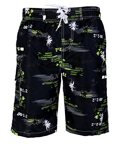 Aptro Mens Quick Dry Board Shorts Palm Printed Beach Swimwear