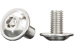 Drenky M8 Bolts, M8 X 12mm Rounded Head Screws with Flange And Hexagon 304 Stainless Steel Flanged Button Head Screws Fully Thread Machine Screws, Rustproof (Pack of 10)