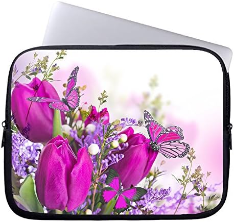 Neafts 10 Inche Mimosa with Butterfly Blue Tulips Waterproof Neoprene Cases Covers Bags Sleeves for Laptop /Notebook Computer /Notebook/ Macbook / Ipad/tablet/ Macbook Pro / Macbook Air