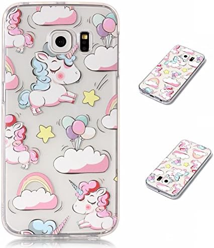 Samsung Galaxy S6 Edge Case, YHcase Accessory Ultra Thin Transparent Clear Soft Gel TPU Silicone Case Cover for Samsung Galaxy S6 Edge -Unicorn and Balloon