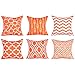 Produktbild Top Finel 6er Set Segeltuch Bedrucken Kissen Kissenbezüge Bedrucken Platz Dekorative Kissenhülle in verschiedene Muster 45x45 cm, Orange Serie