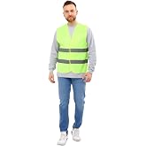 İkaz Yeleği Neon Sarı Gri Reflekt&ouml;rl&uuml; Cırtlı Cepsiz-1 -