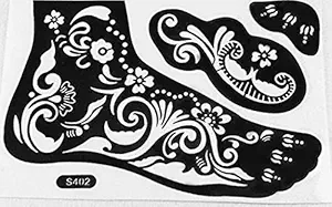 IVANAS Heena Mehandi Tatto Stencil Set for | Hand | Body | Fingure | Face | Heena Art Temporary Tatto for Kids, Girls & Women, Design - NIV-351, Black, M