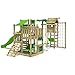 Produktbild FATMOOSE Spielturm BananaBeach Big XXL Kinder-Spielplatz mit Turmanbau inkl. Holzdach Schaukel Rutsche Sandkasten Hängematte Kletternetz und unbegrenzten Spielmöglichkeiten