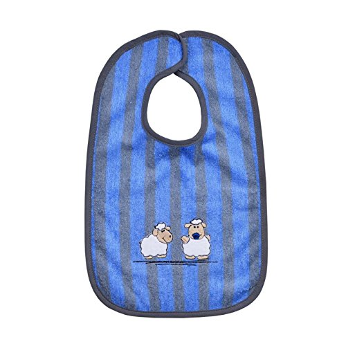 Wörner Südfrottier Baby "Schafe Ringel" rosa und blau Lätzchen, Badetücher, Waschhandschuh (blau, Riesen-Klettlatz 30x45cm)