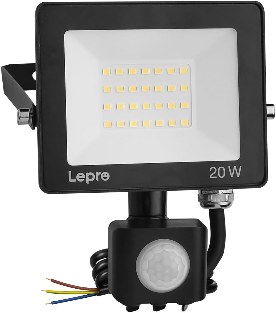 Lepro Security Lights Outdoor Motion Sensor, 20W 2000 Lumen PIR Lights, IP65 Waterproof Motion Sensor Flood Light, Ultra Thin Garden Security Light for Forecourt, Backyard, Garages