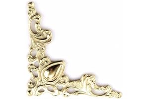 CAWHUI 30 Pcs Antique Edge Corner Decorative Protectors, Scrapbooking Albums Embellishment Photo Frame Jewelry Box Decorative Corner (Gold)