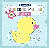 Mein erstes Malbuch ab 1 Jahr: Ausmalen und kritzeln der ersten Wörter für Mädchen und Jungen mit Tieren, Fahrzeugen sowie Sonne, Mond und Sternen by 