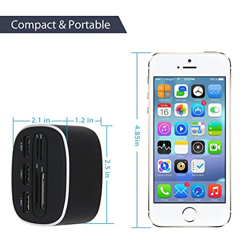 OXoqo Micro USB SD Kartenleser, OXOQO Universal 3 Ports Externer Multi Hochgeschwindigkeit Flash Speicher 2,0 Kartenleser mit SD / TF / MS / M2 Port für PC Laptop Mac - 3