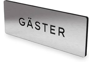 Nosico Gästhandduksskylt Gäster – Självhäftande badrumsskylt – 1,5 mm gravyrplast med 3M tejp – För WC och handdukar (Borstad