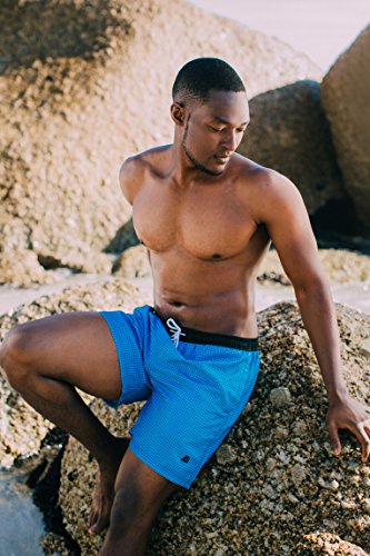 GUGGEN MOUNTAIN Herren Badeshorts Beachshorts Boardshorts Badehose kariert *Blau Lila* - 5