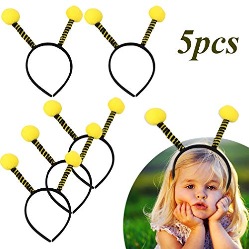 FunPa Cerchietto Ape, 5 Pezzi Cerchietto per Capelli Fascia con Anttenna di Api Formiche Coccinelle Bombe Alien Halloween Giallo Nero